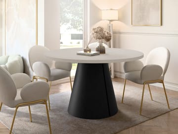 Aurion Spisebord rundt uttrekkbart 120-196 cm - svart, beige - Møbler - Bord - Spisebord & kjøkkenbord