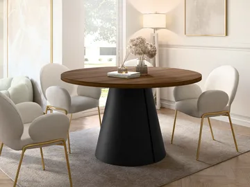 Aurion Spisebord rundt uttrekkbart 120-196 cm - svart, brun - Møbler - Bord - Spisebord & kjøkkenbord