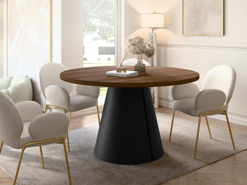 Aurion Spisebord rundt uttrekkbart 120-196 cm - svart, brun - Møbler - Bord - Spisebord & kjøkkenbord