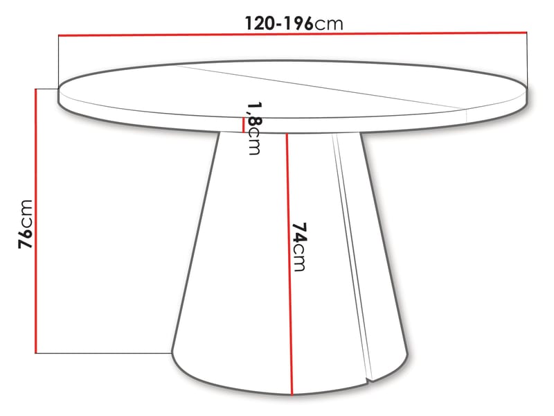 Aurion Spisebord rundt uttrekkbart 120-196 cm - svart, natur - Møbler - Bord - Spisebord & kjøkkenbord