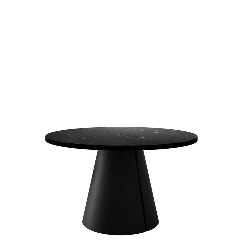 Aurion Spisebord rundt uttrekkbart 120-196 cm, svart / svart marmor