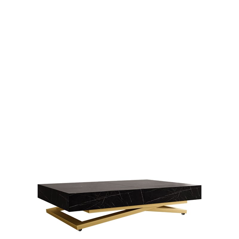 Avendi sofabord 120 cm, Gull, svart marmor