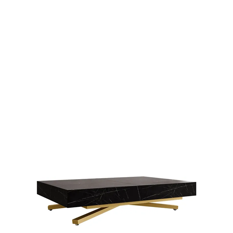 Avendi sofabord 120 cm, Gull, svart marmor