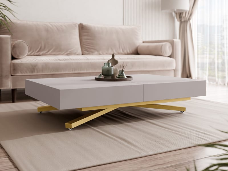 Avendi sofabord 120 cm - Gull/beige - Møbler - Bord - Sofabord & salongbord
