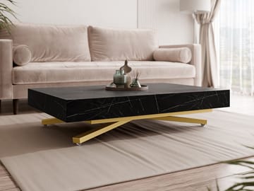 Avendi sofabord 120 cm - Gull/svart marmor - Møbler - Bord - Marmorbord