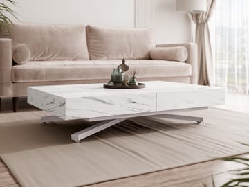 Avendi sofabord 120 cm - Sølv, hvit marmor - Møbler - Bord - Sofabord & salongbord
