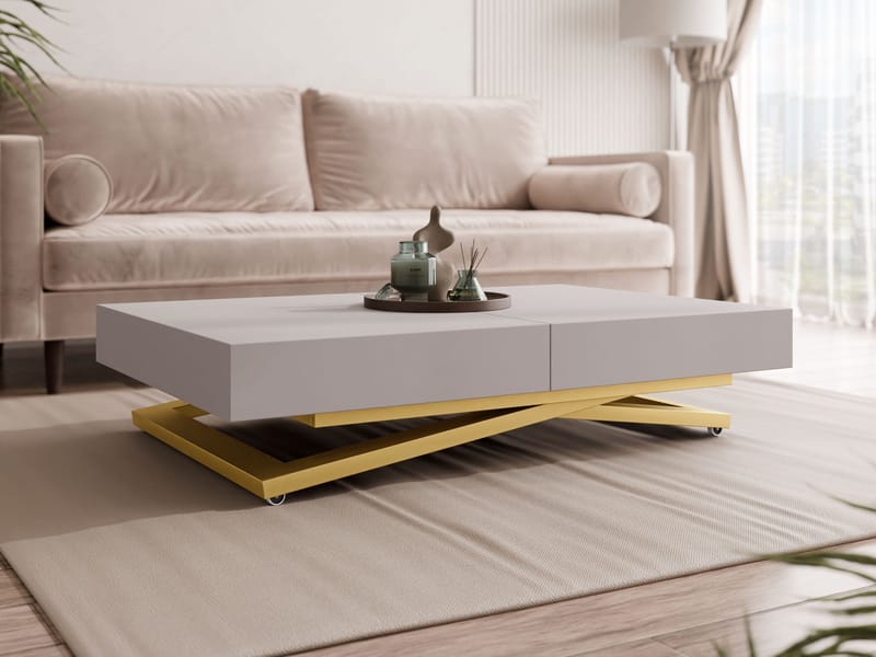 Avendi uttrekkbart sofabord 200 cm - gull, beige - Møbler - Bord - Sofabord & salongbord