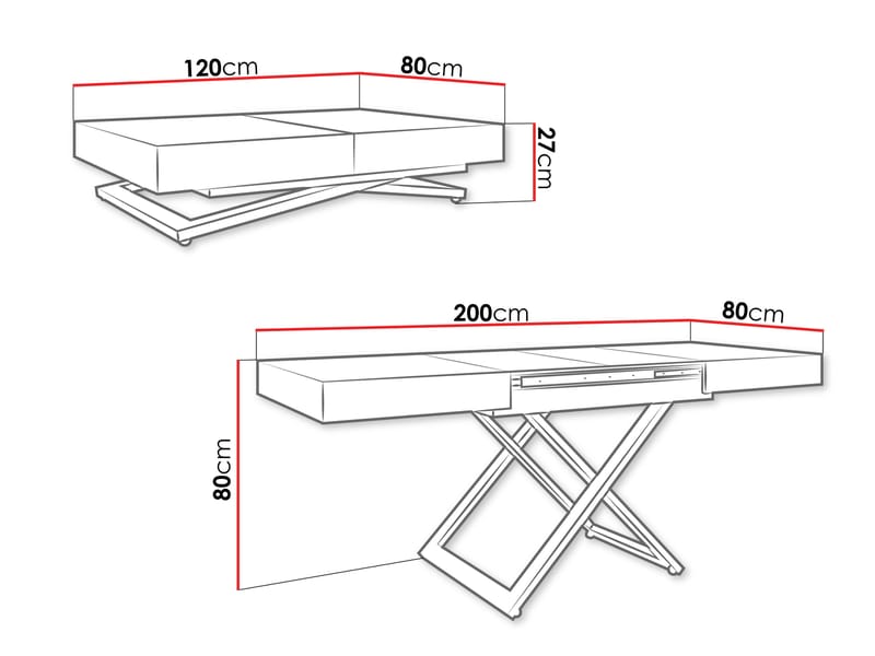 Avendi uttrekkbart sofabord 200 cm - gull, beige - Møbler - Bord - Sofabord & salongbord