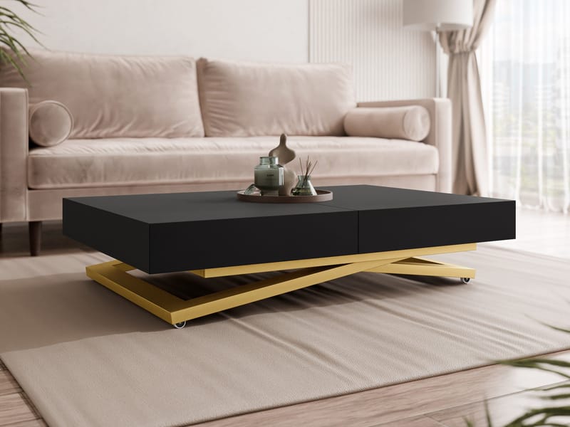 Avendi uttrekkbart sofabord 200 cm - gull, svart - Møbler - Bord - Sofabord & salongbord
