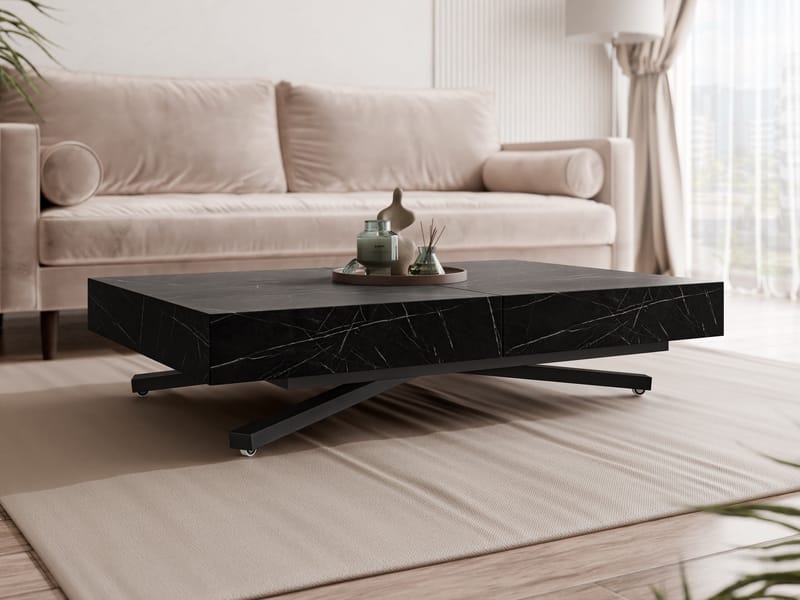 Avendi uttrekkbart sofabord 200 cm - svart, svart marmor - Møbler - Bord - Sofabord & salongbord