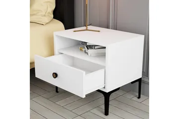 Ameias Nattbord 56x40 cm Hvit - Hanah Home - Møbler - Bord - Avlastningsbord & sidobord - Sengebord & nattbord