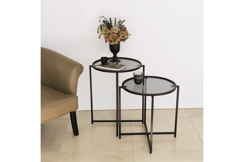 Akeno Sidebord 60x50 cm Svart - Hanah Home - Møbler - Bord - Avlastningsbord & sidobord - Lampebord & sidebord