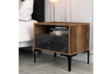 Ameias Nattbord 56x40 cm Brun/Svart - Hanah Home - Møbler - Bord - Avlastningsbord & sidobord - Sengebord & nattbord