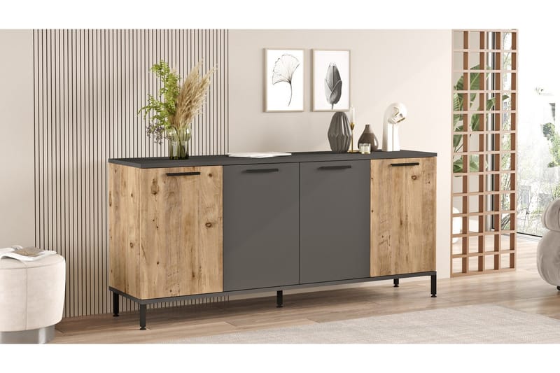 Jagmal Konsollbord 160x71,8 cm Antrasitt/Brun - Hanah Home - Møbler - Bord - Avlastningsbord & sidobord - Konsollbord & gangbord