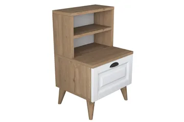 Akashya Nattbord 45x40 cm Brun/Hvit - Hanah Home - Møbler - Bord - Avlastningsbord & sidobord - Sengebord & nattbord