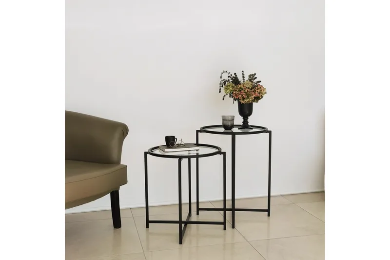 Akeno Sidebord 60x50 cm Svart - Hanah Home - Møbler - Bord - Avlastningsbord & sidobord - Lampebord & sidebord