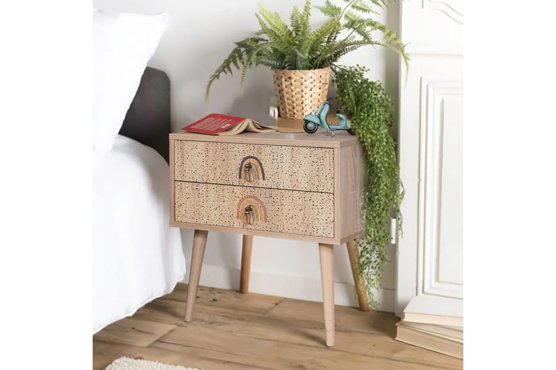 Bertoaria Nattbord 60x40 cm Brun - Hanah Home - Møbler - Bord - Avlastningsbord & sidobord - Sengebord & nattbord
