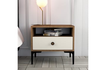 Ameias Nattbord 56x40 cm Brun/Beige - Hanah Home - Møbler - Bord - Avlastningsbord & sidobord - Sengebord & nattbord