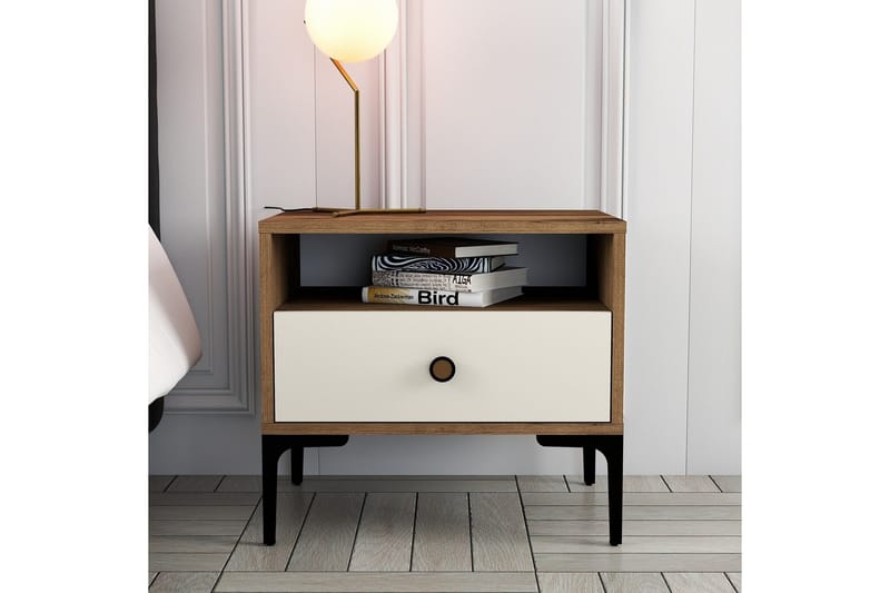 Ameias Nattbord 56x40 cm Brun/Beige - Hanah Home - Møbler - Bord - Avlastningsbord & sidobord - Sengebord & nattbord