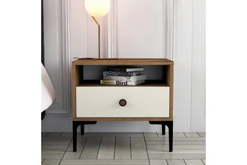 Ameias Nattbord 56x40 cm Brun/Beige - Hanah Home - Møbler - Bord - Avlastningsbord & sidobord - Sengebord & nattbord