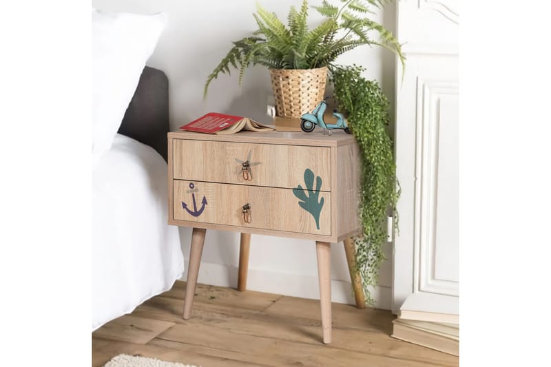 Bertoaria Nattbord 60x40 cm Brun - Hanah Home - Møbler - Bord - Avlastningsbord & sidobord - Sengebord & nattbord