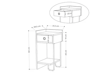 Sirius Nattbord 32x30 cm Lysbrun - Hanah Home - Møbler - Bord - Avlastningsbord & sidobord - Sengebord & nattbord