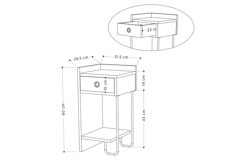 Sirius Nattbord 32x30 cm Hvit - Hanah Home - Møbler - Bord - Avlastningsbord & sidobord - Sengebord & nattbord