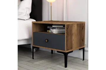 Ameias Nattbord 56x40 cm Brun/Antrasitt - Hanah Home - Møbler - Bord - Avlastningsbord & sidobord - Sengebord & nattbord