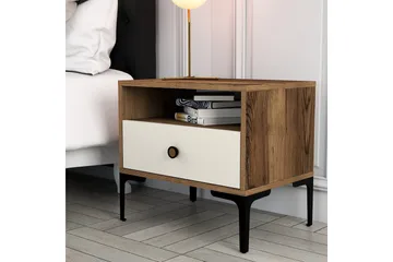 Ameias Nattbord 56x40 cm Brun/Beige - Hanah Home - Møbler - Bord - Avlastningsbord & sidobord - Sengebord & nattbord