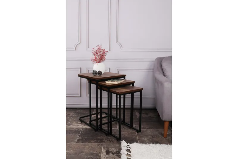 Nagako Sett med Bord Brun/Svart - Hanah Home - Møbler - Bord - Avlastningsbord & sidobord - Settbord