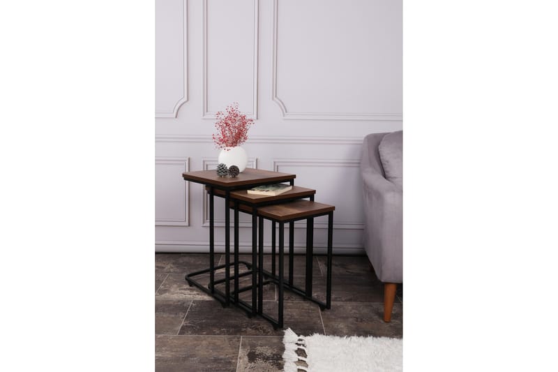 Nagako Sett med Bord Brun/Svart - Hanah Home - Møbler - Bord - Avlastningsbord & sidobord - Settbord