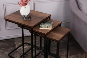 Nagako Sett med Bord Brun/Svart - Hanah Home - Møbler - Bord - Avlastningsbord & sidobord - Settbord