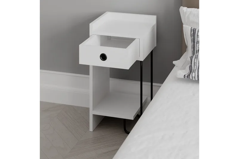 Sirius Nattbord 32x30 cm Hvit - Hanah Home - Møbler - Bord - Avlastningsbord & sidobord - Sengebord & nattbord