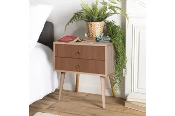 Bertoaria Nattbord 60x40 cm Brun - Hanah Home - Møbler - Bord - Avlastningsbord & sidobord - Sengebord & nattbord