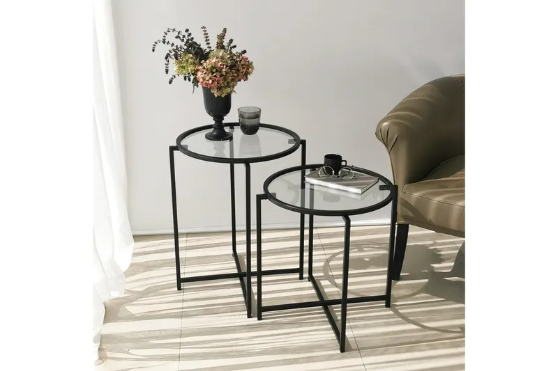 Akeno Sidebord 60x50 cm Svart - Hanah Home - Møbler - Bord - Avlastningsbord & sidobord - Lampebord & sidebord