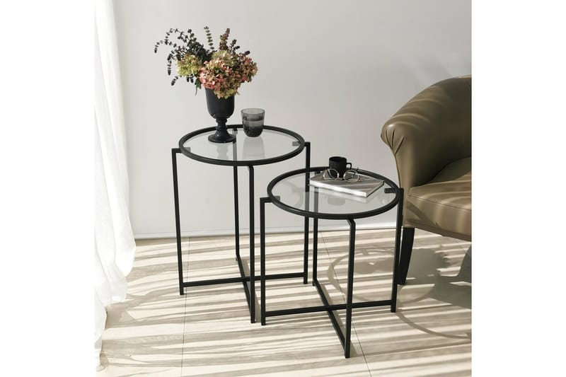 Akeno Sidebord 60x50 cm Svart - Hanah Home - Møbler - Bord - Avlastningsbord & sidobord - Lampebord & sidebord