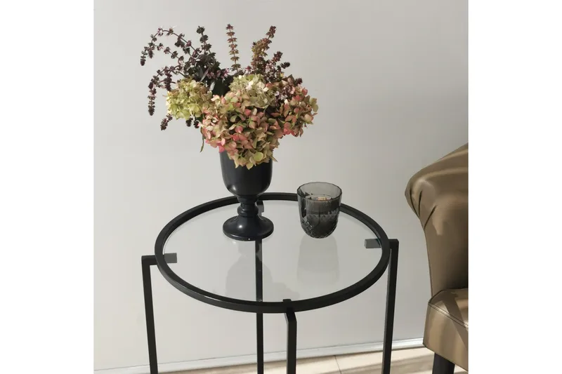 Akeno Sidebord 60x50 cm Svart - Hanah Home - Møbler - Bord - Avlastningsbord & sidobord - Lampebord & sidebord