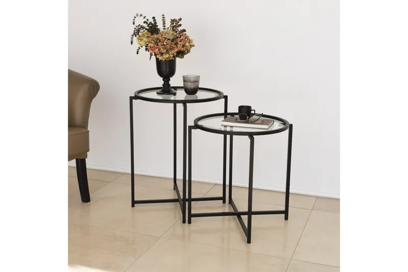 Akeno Sidebord 60x50 cm Svart - Hanah Home - Møbler - Bord - Avlastningsbord & sidobord - Lampebord & sidebord