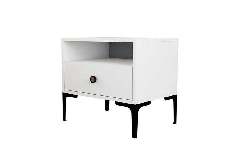 Ameias Nattbord 56x40 cm Hvit, Hanah Home