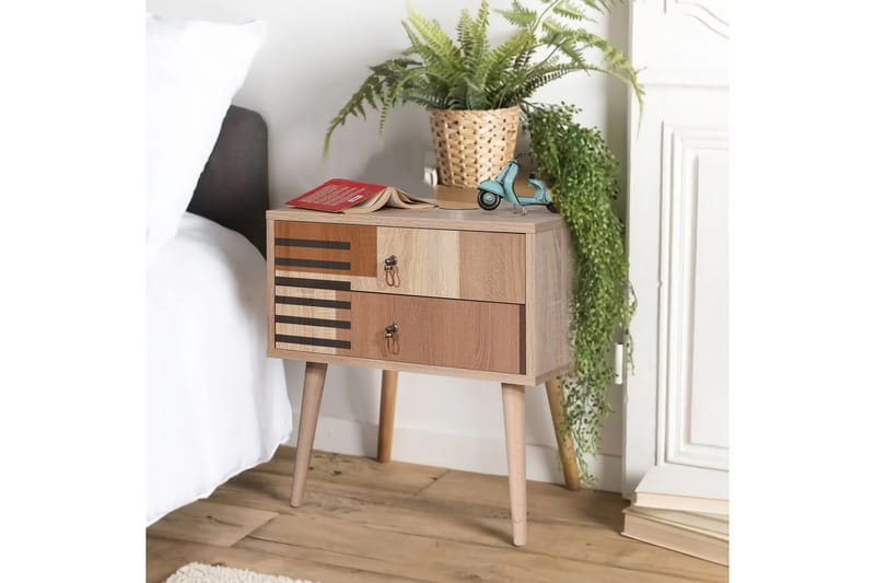 Bertoaria Nattbord 60x40 cm Brun - Hanah Home - Møbler - Bord - Avlastningsbord & sidobord - Sengebord & nattbord