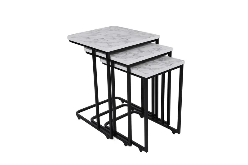 Nagako Sett med Bord Hvit/Svart - Hanah Home - Møbler - Bord - Avlastningsbord & sidobord - Settbord