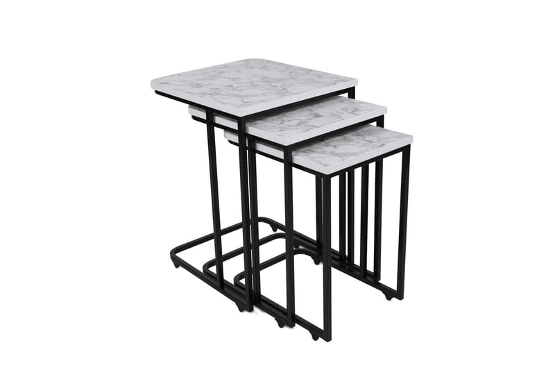 Nagako Sett med Bord Hvit/Svart - Hanah Home - Møbler - Bord - Avlastningsbord & sidobord - Settbord