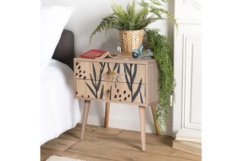 Bertoaria Nattbord 60x40 cm Brun - Hanah Home - Møbler - Bord - Avlastningsbord & sidobord - Sengebord & nattbord
