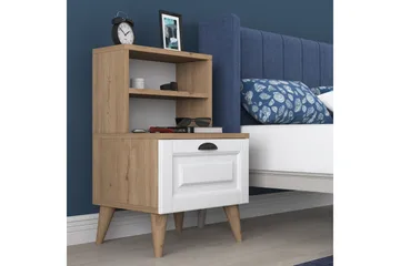 Akashya Nattbord 45x40 cm Brun/Hvit - Hanah Home - Møbler - Bord - Avlastningsbord & sidobord - Sengebord & nattbord