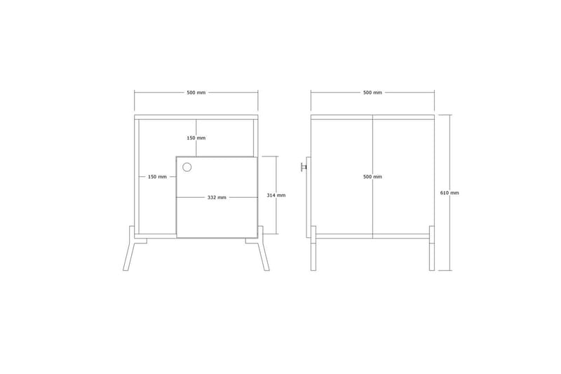 Abadan Nattbord 50 cm - Eik/Sort - Møbler - Bord - Avlastningsbord & sidobord - Sengebord & nattbord