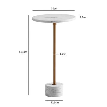 Aelros sidebord 30 cm - hvit marmor med grå årer og gullfarge - Møbler - Bord - Avlastningsbord & sidobord - Pidestall & blomsterpidestall