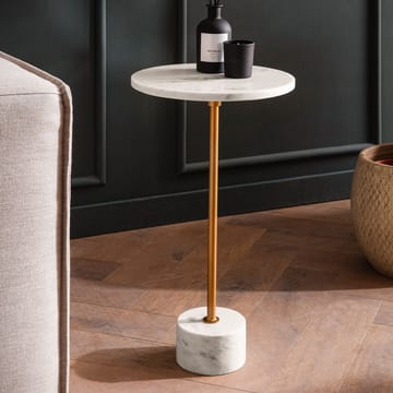 Aelros sidebord 30 cm - hvit marmor med grå årer og gullfarge - Møbler - Bord - Avlastningsbord & sidobord - Pidestall & blomsterpidestall