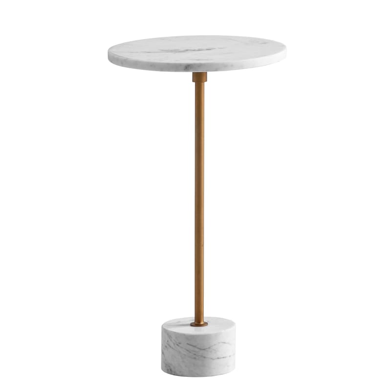 Aelros sidebord 30 cm - hvit marmor med grå årer og gullfarge - Møbler - Bord - Avlastningsbord & sidobord - Pidestall & blomsterpidestall