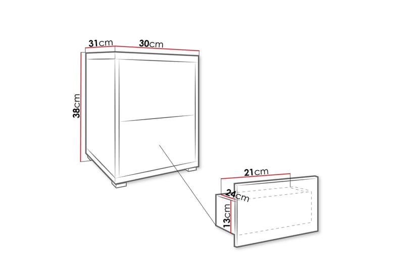 Agawal Nattbord 30 cm - Beige - Møbler - Bord - Avlastningsbord & sidobord - Sengebord & nattbord