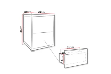 Agawal Sängbord 30 cm - Brun - Møbler - Bord - Avlastningsbord & sidobord - Sengebord & nattbord